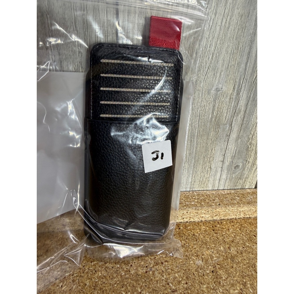 LAMEEKU iPhone 13 Pro Max Wallet Case Black Pebbled Leather Card Holder Red Tab - Picture 6 of 6